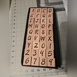 Wood Stamps, Brush Alphabet Upper Case And Numbers 0-9 Never Used
